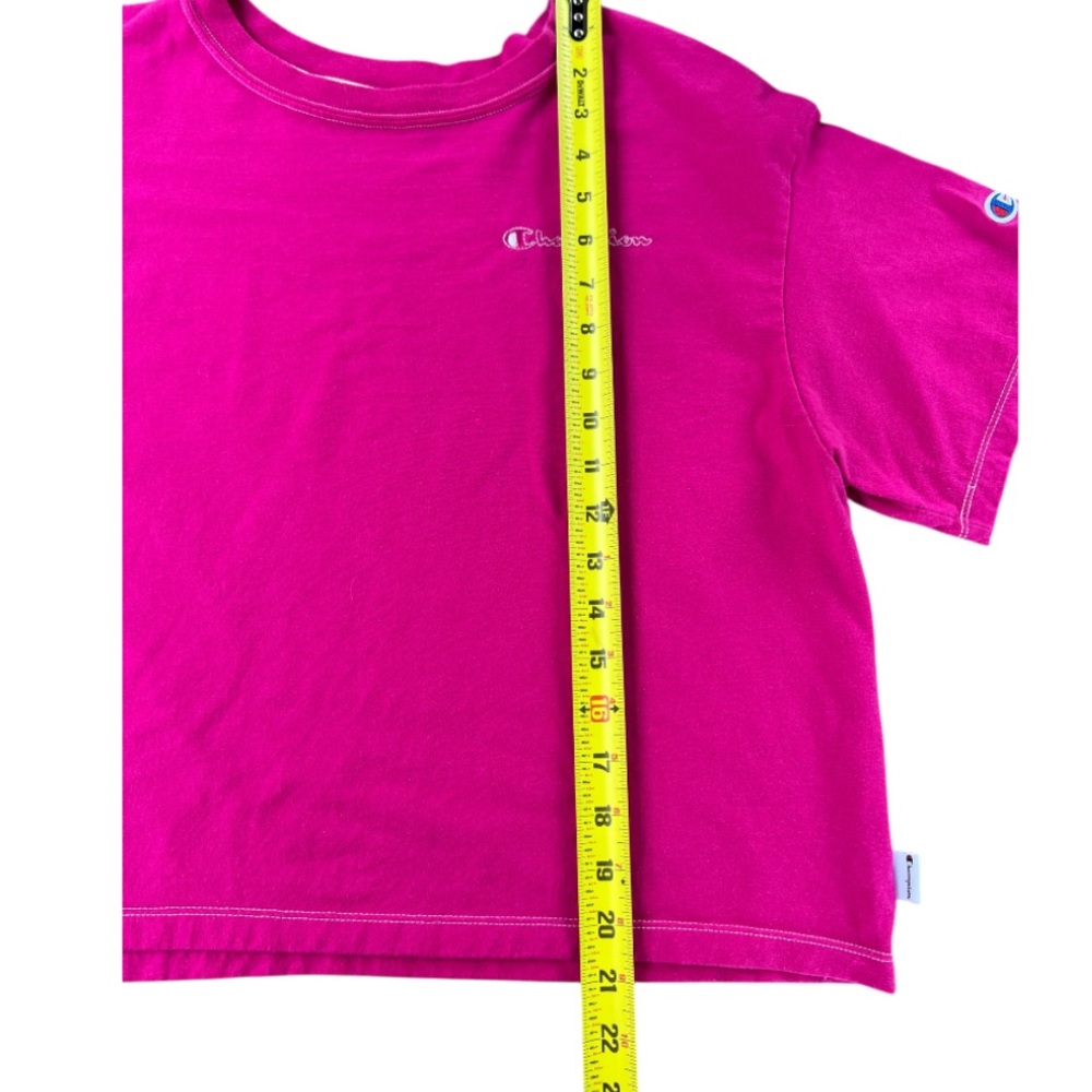 Champion Authentic Athletic Hot Pink Large Cotton Crop Short Sleeve Tee Shirt - Picture 10 of 12
